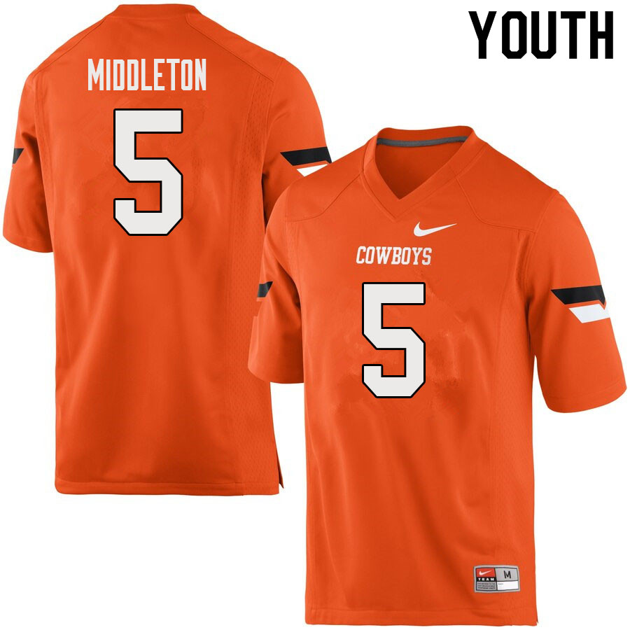 Youth #5 Zach Middleton Oklahoma State Cowboys College Football Jerseys Sale-Orange